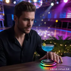 Trendy Independent Station Intelligent Cocktail Coaster Adjustable Color Cup Mat
