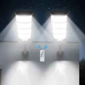 Solar Powered Outdoor Light with Motion-Sensor, Waterproof Solar Street Light with Remote Control, Wide Angle Floodlight for Yard, Street, Parking Lot, Solar Street Lamp