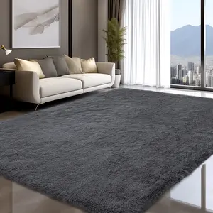 Large Size Shaggy Rugs, Big Plush Area Rug, Non-slip Soft Fluffy Carpet Mats for Livingroom Bedroom Nursery Home Decor Dark Gray