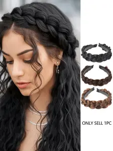 Women's Braided Hair Clip Headband, Synthetic Twist Braid Hair Accessory, Elegant Elastic Hair Decor, Perfect for Parties and Holidays