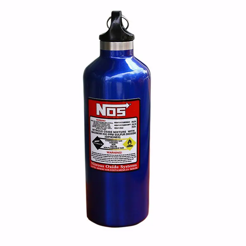 Sturdy Stainless Steel Vacuum Insulated Water Bottle - NOS Nitro Bottle, BPA-Free, Leak-Proof, Portable Drink Flask for Outdoor Cycling, Car Cup Holder - JDM Racing Style Travel Bottled Drinkware