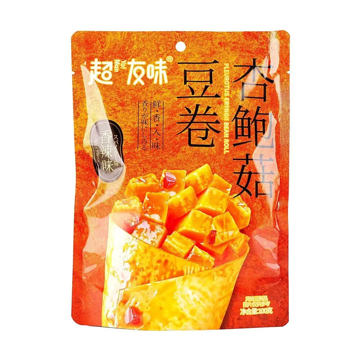 YO MAN Spicy King Oyster Mushroom Bean Roll 100g - Delicious Vegan Snack
