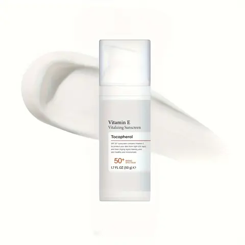 SPF50 Vitamin E Liquid Facial Sunscreen Bottle (50g) - Broad-Spectrum UVA/UVB Cover Sun Defense, Matte Finish, No White Cast, Skin Repair, Shine Enhancing, for Dry Adults, All Skin Compatibility, Winter Sunblock, Christmas Travel Single Item