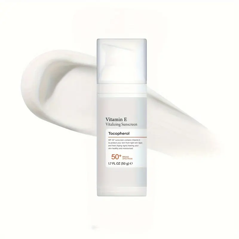 SPF50 Vitamin E Liquid Facial Sunscreen Bottle (50g) - Broad-Spectrum UVA/UVB Cover Sun Defense, Matte Finish, No White Cast, Skin Repair, Shine Enhancing, for Dry Adults, All Skin Compatibility, Winter Sunblock, Christmas Travel Single Item