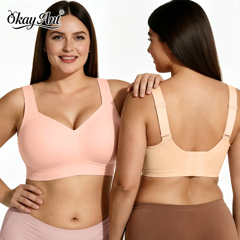 Okay Ant Women Jelly Bras Wirefree Full Coverage No Underwire Everyday Bras Comfortable Wireless Padded Tshirt Bra Elastic Bra Pink