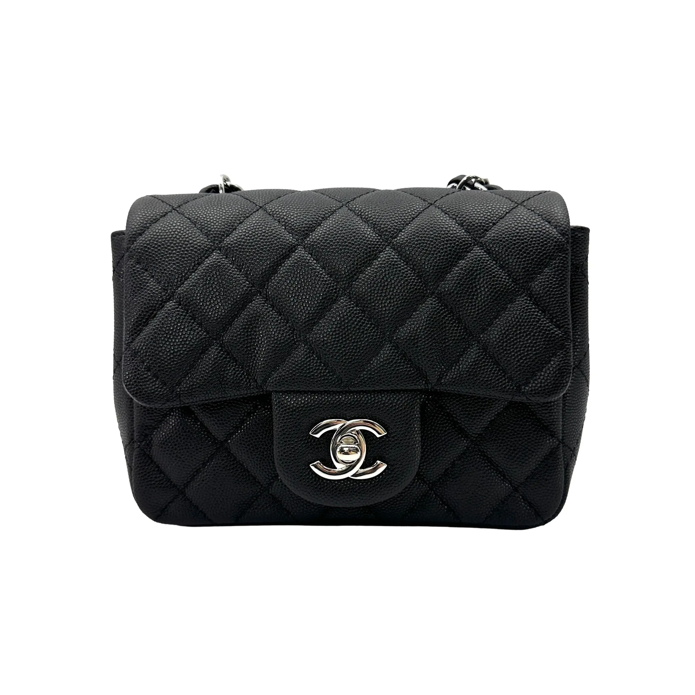 Pre-owned CHANEL Caviar Crossbody Bags Classic Flap Mini Square Black Quilted Bag(20***71) CC2334