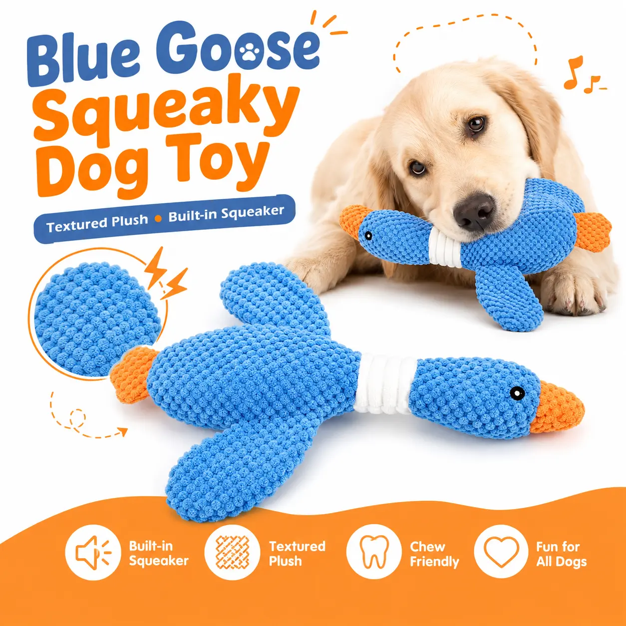 Upgraded Indestructible Dog Toys for Aggressive Chewers | Dog Chew Toys for Aggressive Chewers Small Medium Large Breed, Crinkle Squeaky Plush Puppy Chew Toys for Teething, Duck Toys