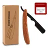 Professional Men's Facial Shaver, Face Shaver, Straight Razors, Straight Edge Barber Wood Handle Razor with 10 Replaceable Blades, Manual Daily Beard Shaving Care Tool