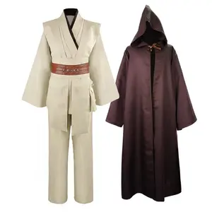 Obi Wan Kenobi Men's Costume Robe Adult Male Jedi Knight Tunic Costume Hooded Uniform Full Set Halloween Cosplay Cloak
