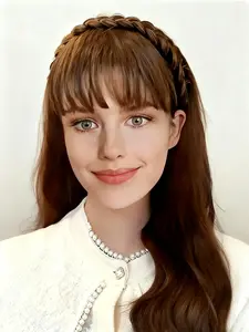1pcs Braided Wig Headband with Bangs, Suitable for Daily Use and Parties, Short Straight Hair Style