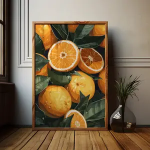 Oranges Poster | Citrus Fruit Wall Decor | Fresh and Juicy Oranges Poster | Kitchen Decor | Healthy Living Artwork, Unframed