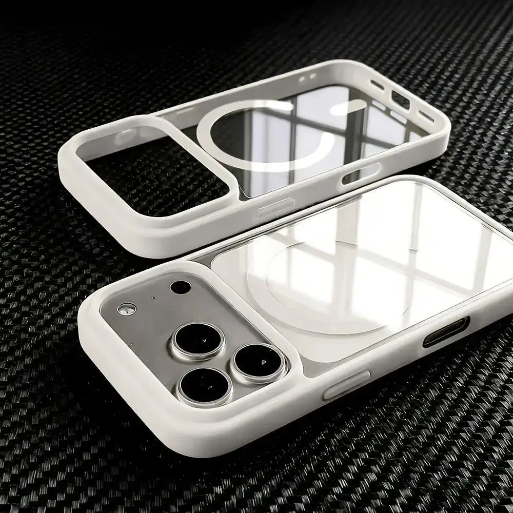 Premium Transparent Magnetic Wireless Charging Smartphone Cover, Shockproof Protective Case for iPhone 17 Pro Max/17/17 Air/17 Pro/16/15/14/13/12/11 Pro Max Plus Mini Devices - Flexible Edges, Sturdy Back Panel for Phone Accessories Protection, Handheld