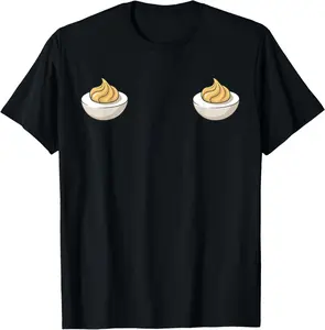 I'm Just Here for The Deviled Eggs Funny Couple Matching T-Shirt Pure Cotton Graphic Tees Menswear Top: Gifts for Men & Women