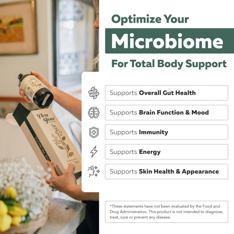 Flora Biome Live Probiotic - Natural Supplement for Health - Edible