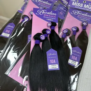 Miss Mizz Hair & Wigs 100% Human Hair Bundles 3PCS Unprocessed Virgin Brazilian Bundle Hair Can Be DYE BLEACH PERM