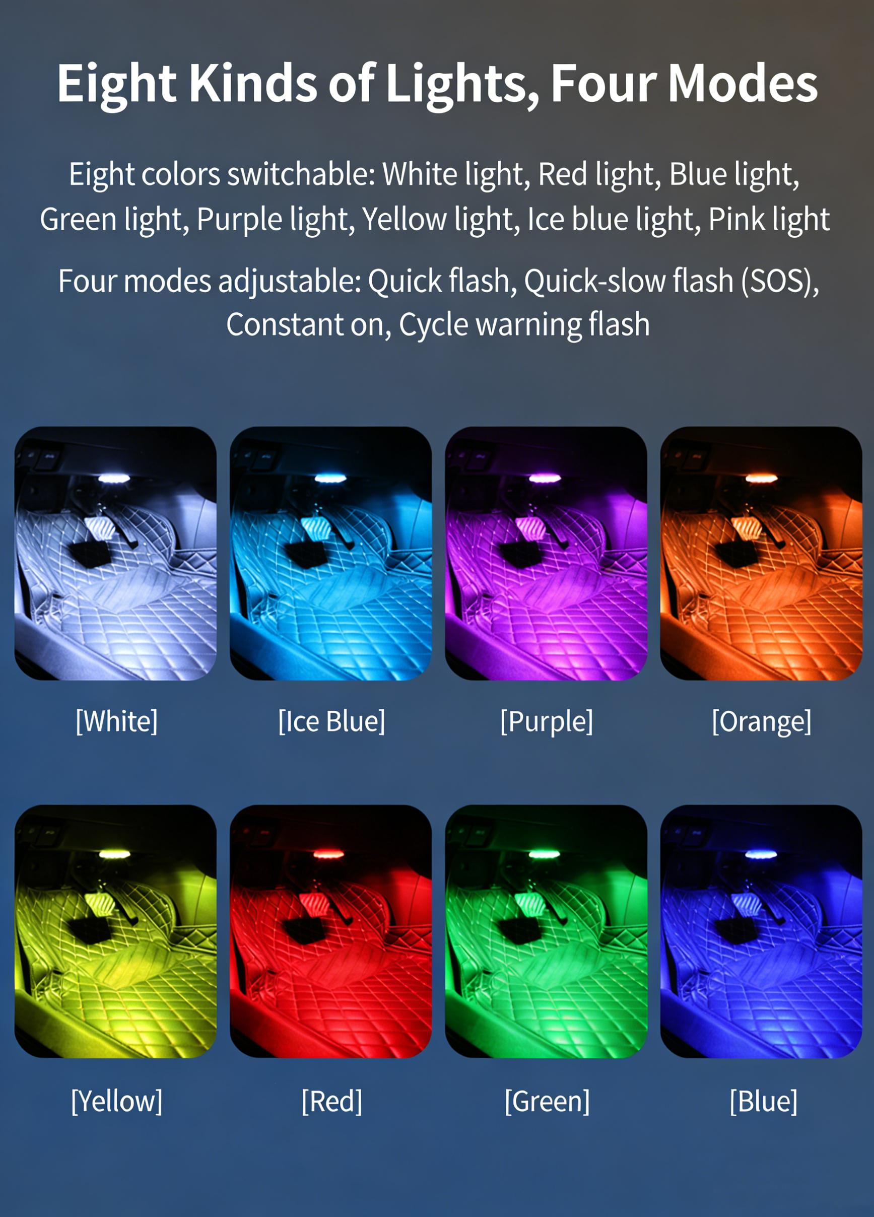 2Pcs RGB Led Car Light with Remote, USB Rechargeable 8Colors Wireless Motorcycle Flash Light Warning Lights for Bike Car Multifunctional, Waterproof Car Interior Decoration Light - Car Lighting Accessories 2Pcs RGB Led Car Light with Remote, USB Rechargeable 8Colors Wireless Motorcycle Flash Light Warning Lights for Bike Car Multifunctional, Waterproof Car Interior Decoration Light - Car Lighting Accessories