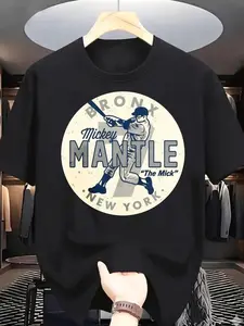 Mickey Mantle Bronx New York The Mick Baseball Player Graphic Design Easter Gift Short Sleeve for Man Party Suitable for Outdoor Activities