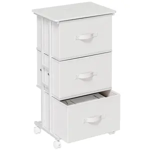 3-Drawer Rolling Fabric Storage Cabinet for Bedroom, Mobile Nightstand & Dressing Table Organizer with Detachable Fabric Drawers, Sturdy Metal Frame and Smooth-Rolling Wheels, Ideal for Small Spaces, Closets and Bedside Use to Keep Clothes