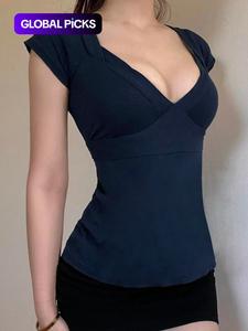 women's plain tee, basic casual minimalist short sleeve t-shirt, ladies summer clothes for daily wear, womenswear