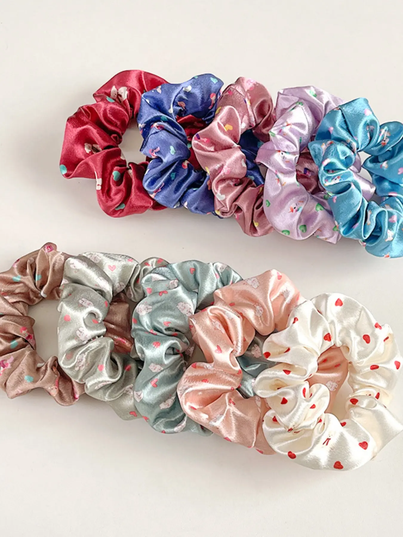 2026 New Women's Satin Scrunchie Hair Tie, Elegant High Elasticity Plain Design, Heart Design Perfect for All Occasions & Daily Use