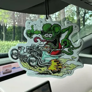 Rat Fink T-Bucket Car Air Freshener, Car Fragrance, Ice Cube Japanese Cartoon Anime Rearview Mirror Hanging Ornament, Creative Home Decor Gift Idea