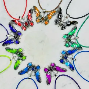 Butterfly Necklaces with Cord - Colorful Butterfly Design, Cord Material, Ideal for Women