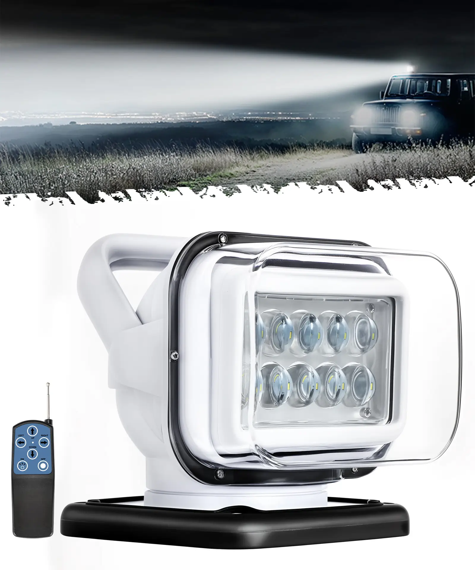Partsam Remote Control LED Searchlight for Cars Off Road Pickup Trucks - Powerful Illumination