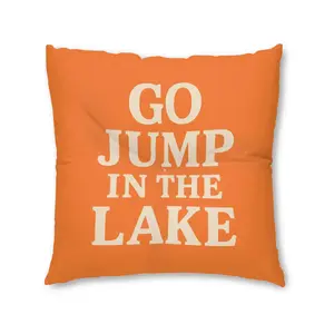 Go Jump In A Lake Tufted Floor Pillow | Lakehouse Cabin Decor