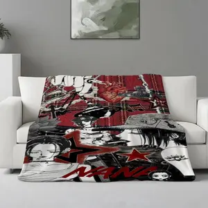 NANA Anime Collage Blanket Ultra Soft Flannel Digital Print Durable Wrinkle Resistant Portable Cozy Warm All Season Bedroom Couch Sofa Throw Decor Decorative Throw Perfect Birthday Gift Christmas Gift for Fans Women Men Nana Komatsu Style