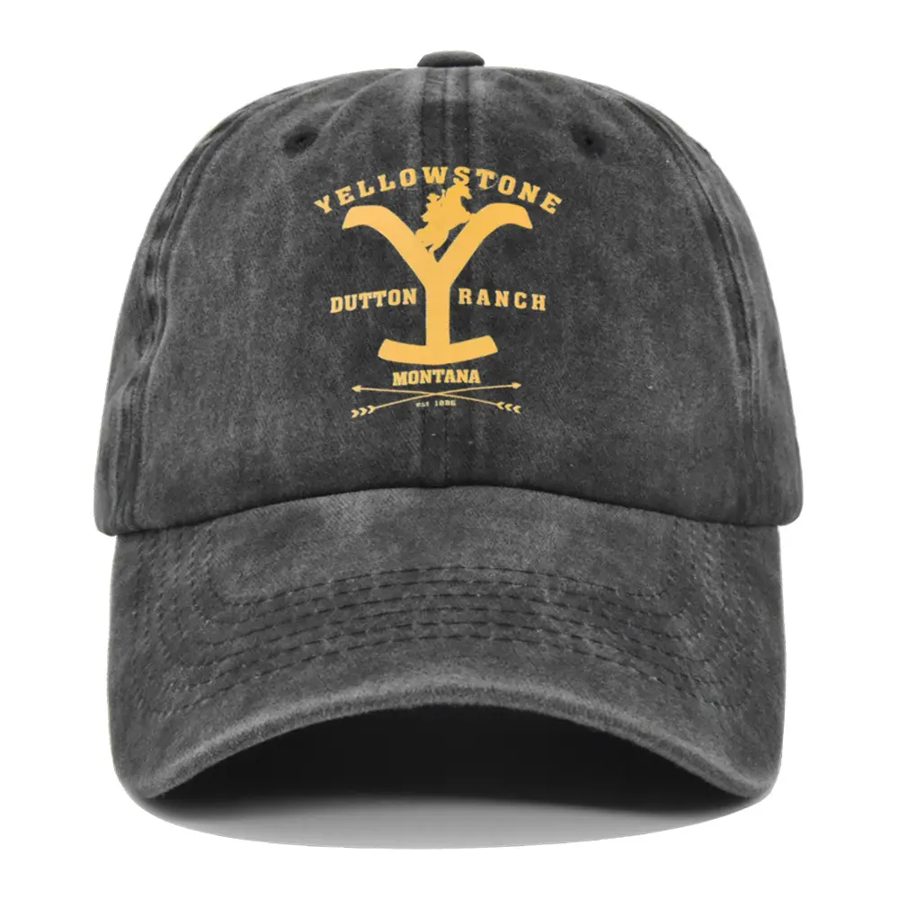 Cross-border European and American Y-print baseball cap, YELLOWSTONE embroidered duckbill cap, washed and distressed curved brim Yellowstone cap Cross-border European and American Y-print baseball cap, YELLOWSTONE embroidered duckbill cap, washed and distressed curved brim Yellowstone cap