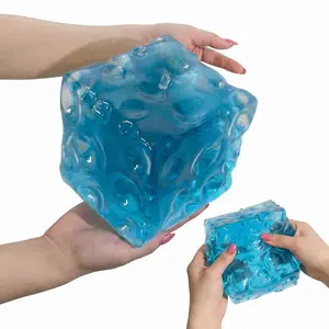 Jumbo Transparent Jelly Cheese Cube Squishy Toy, Giant Moldable No-Rebound Squeeze Fidget Toy, Soft Sensory Stress Relief Desk Toy