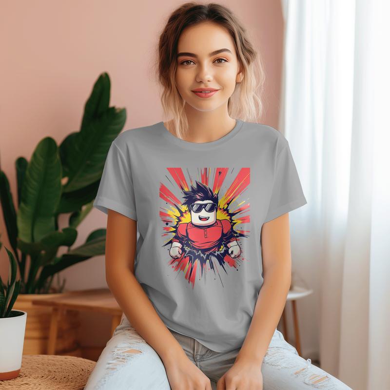 T-Shirt Unisex Roblox Avatar Boys Action Burst Roblox Avatar Gift For Men Tee Novelty Sleeve Women Boy Short Family Girl