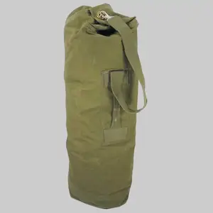 Dutch Military Surplus Duffle Bag - Top Load Heavy-Duty Canvas Authentic Minimalist Design with Web Handle & Adjustable Strap Camo Duffels Water Resistant Duffel
