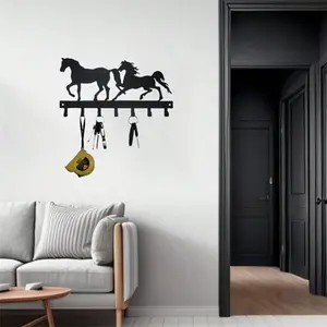 CIFbuy™ Iron Metal Double Horse Wall-Mounted Hook - Utility Hooks for Versatile Storage of Keys, Coats, Hats, Bags, Key Holder Ideal for Living Rooms, Halls, Offices, Adds Seasonal Charm, Decorative & Functional - Collectible Figurines.