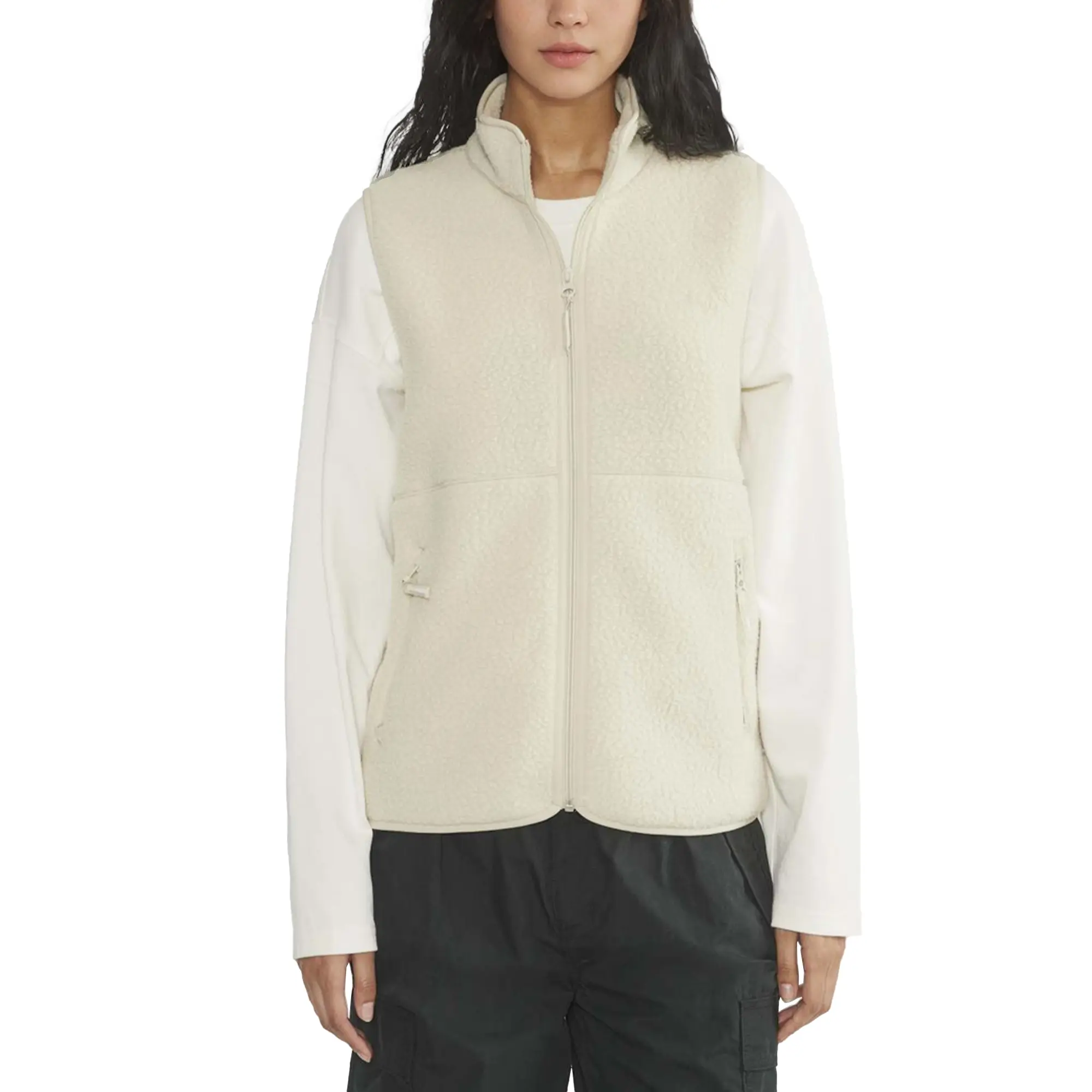 Talakeno Women's Soft Fuzzy Sherpa Fleece Vest - Lightweight Zip-Up Tops with Pockets, Warm Sleeveless Outdoor Fabric Fall Outerwear, Lady, Basic, Casual, Minimalist, Polyester, Clothes