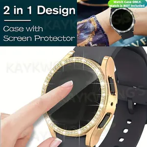 KAYKWONG'S 1 Unisex Rhinestone Decor Watch Case (Only), Fits For Samsung Galaxy 4/5/6/7/8, 40mm/44mm, Smartwatch Protective Cover Screen Protectors