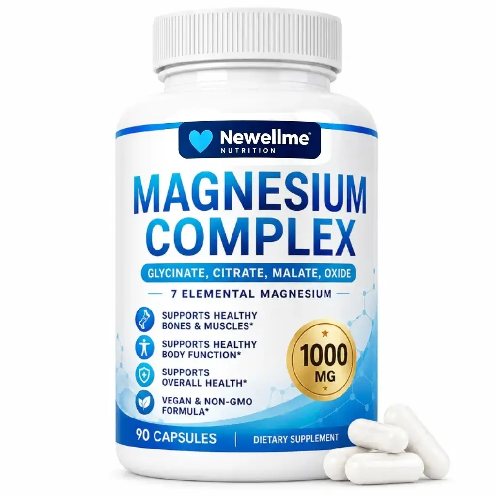 Newellme Magnesium Complex - 1000mg 7-Elemental Non-GMO Multi-Mineral Formula Mineral Supplements for Bone Health, 90 Capsules, Calming Dietary Supplement