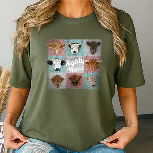 Katie Van Slyke The Mighty Minis - T-Shirt Unisex Heavy Cotton Tee with Adorable Mini Cows Design Classic Fit Crew Neckline Sustainable 100% US Cotton Gildan Oeko-Tex Certified