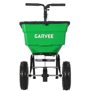 [FLASH SALE] Garvee 80 lb, 100 lb, 130 lb Push Broadcast Spreader, Walk-Behind Lawn & Garden Spreader with 29 L Hopper, 0–12 ft Coverage, 13" All-Terrain Wheels & 20-Level Flow Control for Seed, Fertilizer, Salt & Ice Melt, Green