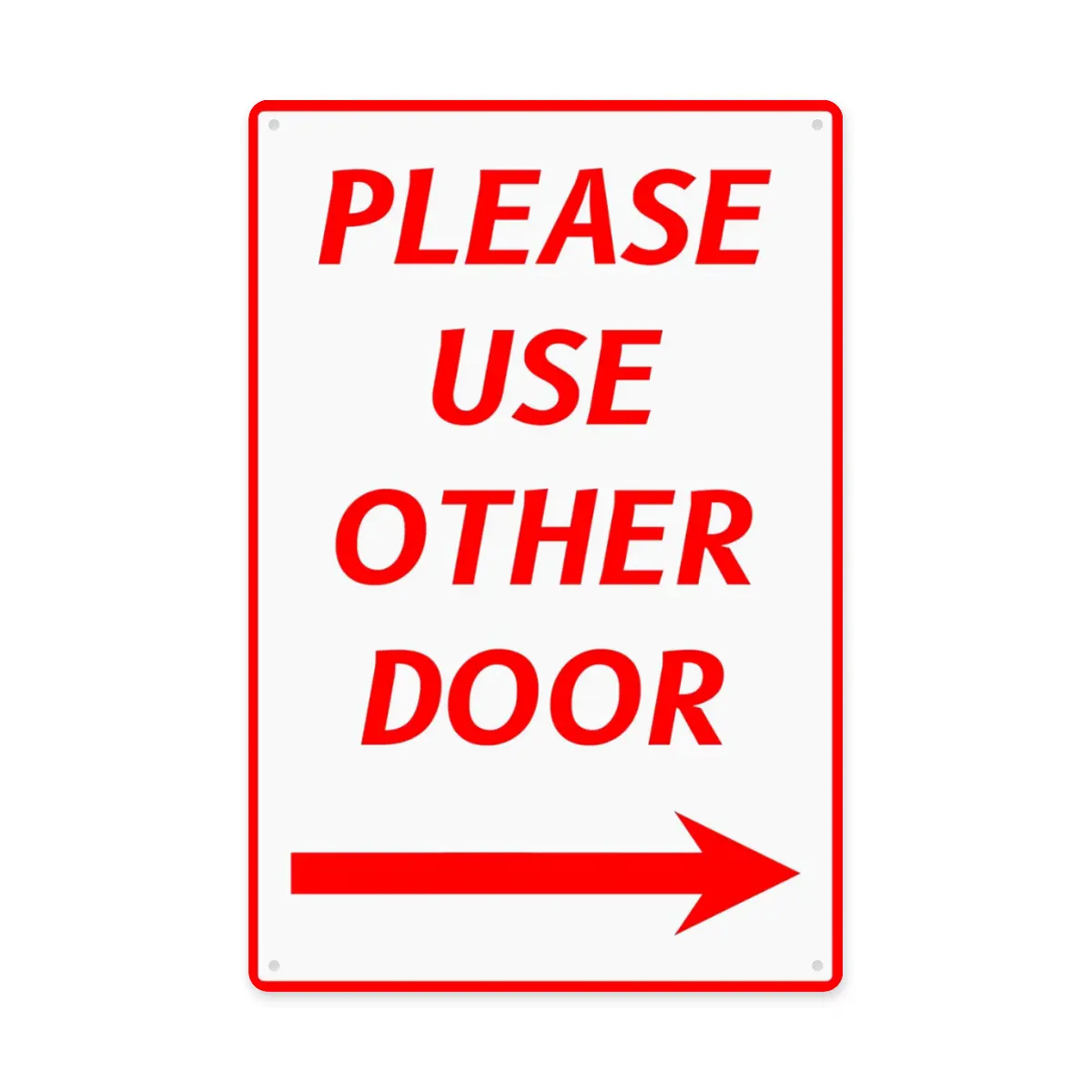 Retro Lightweight Aluminium Warning Tin Sign, Christmas Gift, 8x12in Red-White Arrow "Please Use Other Door" Wall Decor for Business Office
