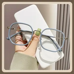 Nude-faced women look slimmer and fairer with plain glasses, Korean-style new anti-blue light glasses for round faces vintage men fashionable frame fashion cat eye full color eyewear accessory gafas lectura leopard print balanced outfit turbo flex angular