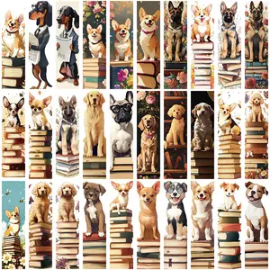 30 Cartoon Dog Bookmarks (Non-Repeating Series) - Simple, Artistic, Creative Paper Bookmarks, Small Cards, Book Decoration Cards, Reading Annotation Cards