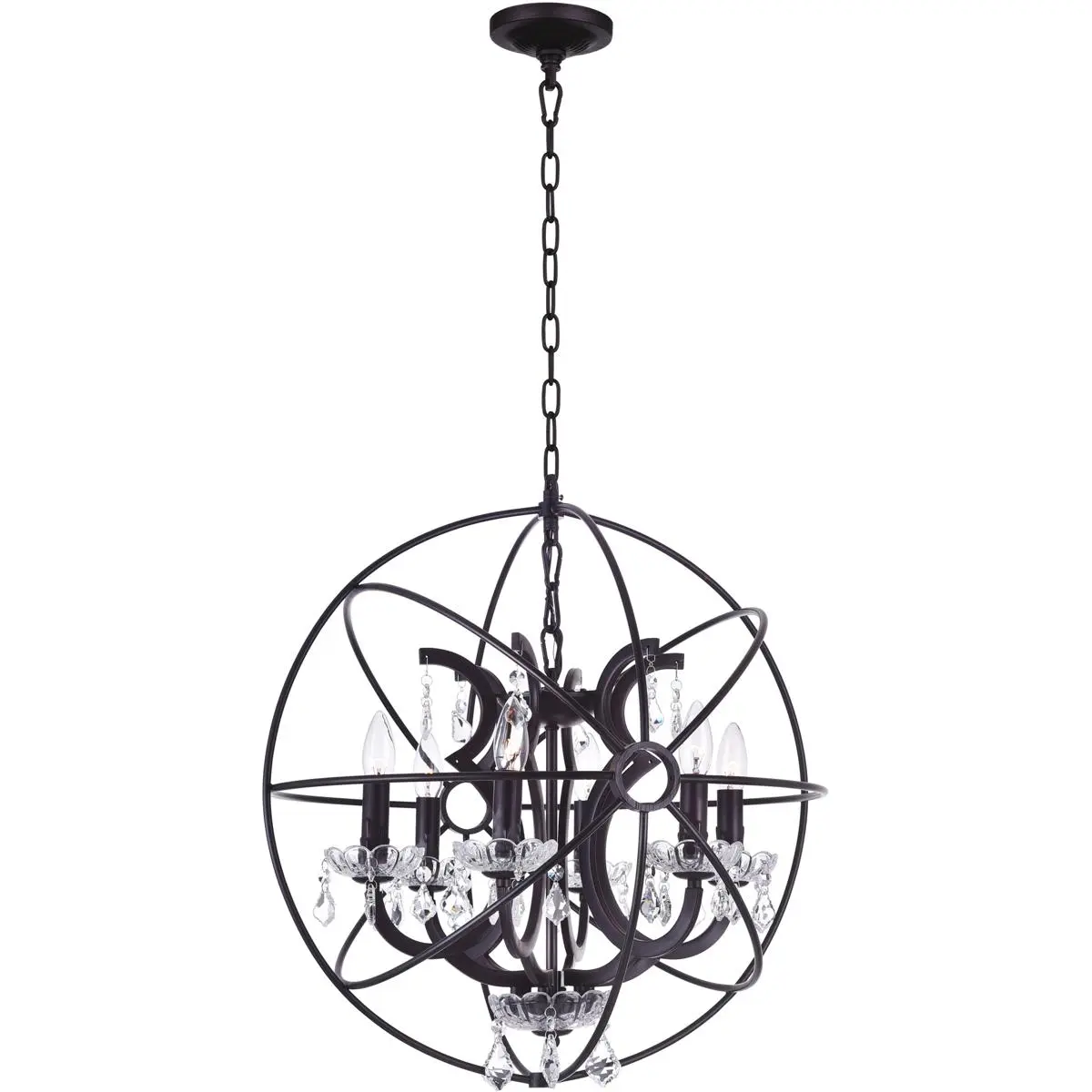CWI Lighting Campechia 6 Light 22 inch Brown Up Chandelier Ceiling Light 5465P22DB