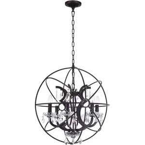 CWI Lighting Campechia 6 Light 22 inch Brown Up Chandelier Ceiling Light 5465P22DB