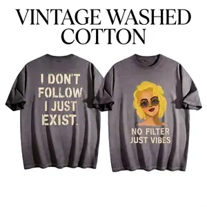 Vintage Washed Cotton Graphic T-Shirt – Unisex Streetwear Relaxed Fit Tee, Everyday wear Street style Casual outings Effortless fashion