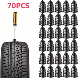 70PCS Tire Repair Rubber Nails Kit with 2 Sizes for Car/Motorcycle/Truck/Tractor, Fast Self-service Screw Rubber Nail Vacuum Tire Puncture Repair Tool