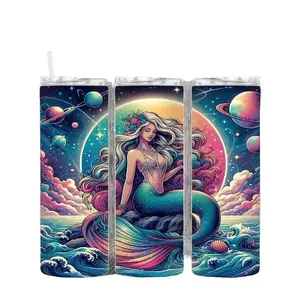 Magical Mermaid Galaxy 20oz Stainless Steel Double-Walled Insulated Tumbler for Hot and Cold Drinks