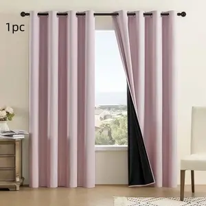 1pc 100% Blackout Curtains, Grommet Top, Ideal for Bedroom & Living Room, Thermal Insulated & Noise Reducing
