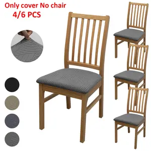 4 Piece Set Elastic Jacquard Chair Seat Covers, Striped Pattern Fabric, Detachable Washable Dustproof Cover, Durable Comfort Design