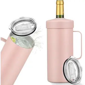 Wine Bottle Chiller with Handle | Portable Rapid Cooling Champagne Insulator | Stainless Steel Wine Cooler Sleeve | Ideal Gift for Wine Lover | | Perfect for Dinner Parties & Outdoor Picnics